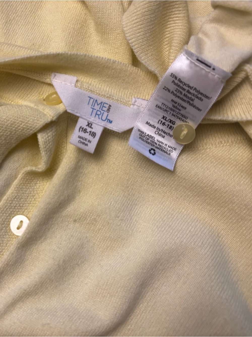 Time and Tru Light Yellow Button Cardigan - Picture 5 of 5